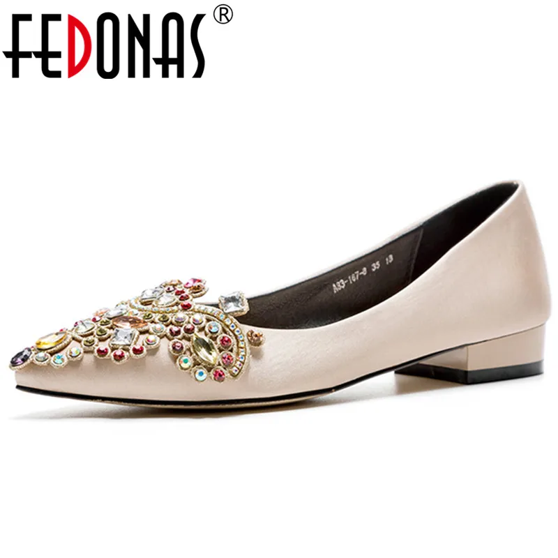 Женские свадебные туфли FEDONAS классические на высоком каблуке новейшие стразы