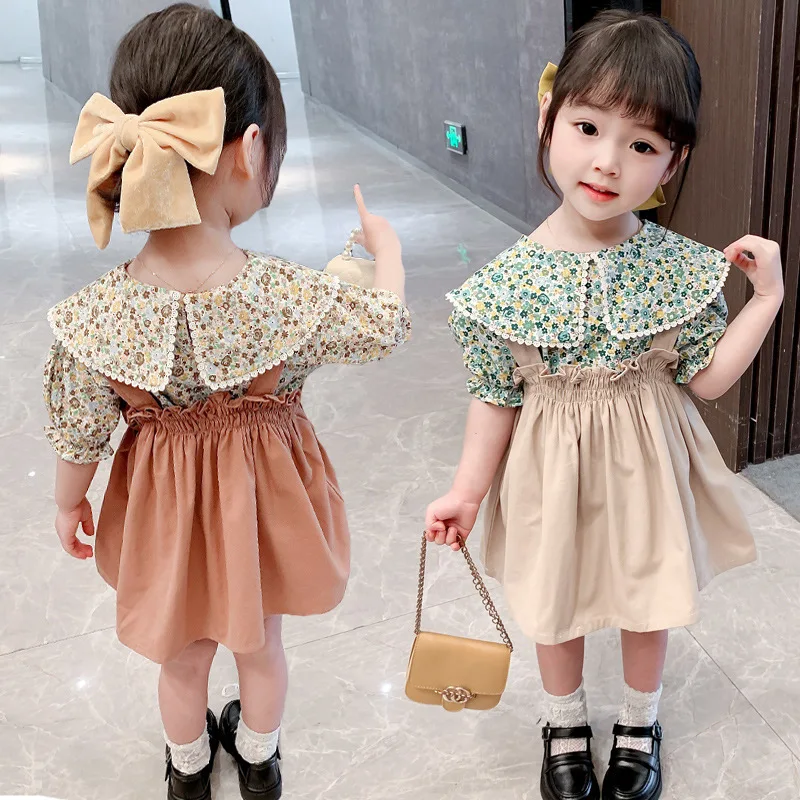 

Рубашка детская летняя, на бретелях, с юбкой, для девочек-подростков, 2021