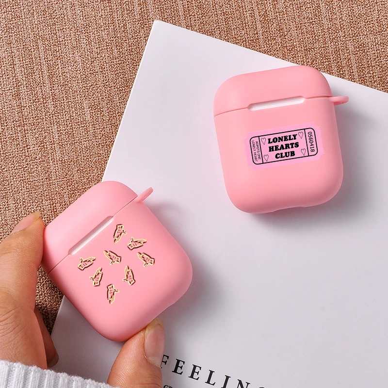 Чехол-накладка для Air Pods 12 мягкий розовый силиконовый чехол с изображением