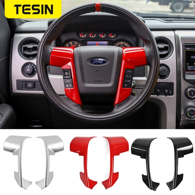 TESIN Auto Sticker For Ford F150 Raptor Car Steering Wheel Trim Decor Cover Sticker Accessories For Ford F150 Raptor 2009-2014