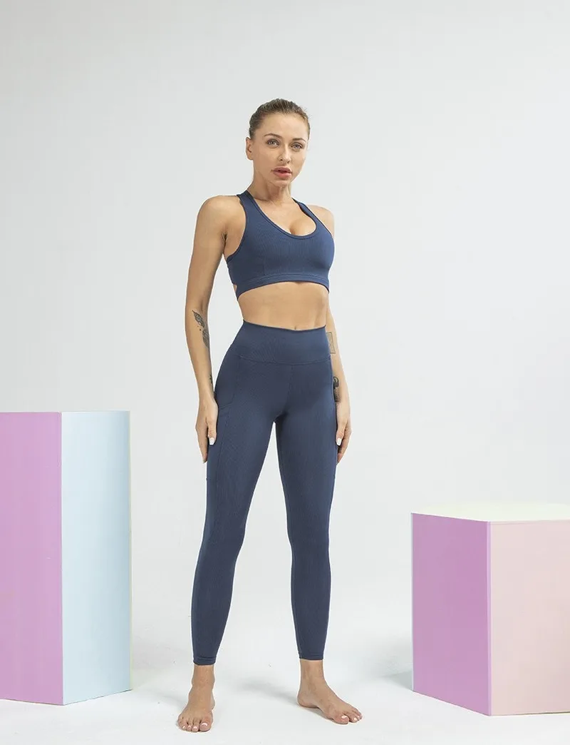 

Yoga Sets Women Gym Clothes Sport Suit Crop Top Workout Clothes Fitness Bra Running Leggings and Top Set 2pcs Sports Wear