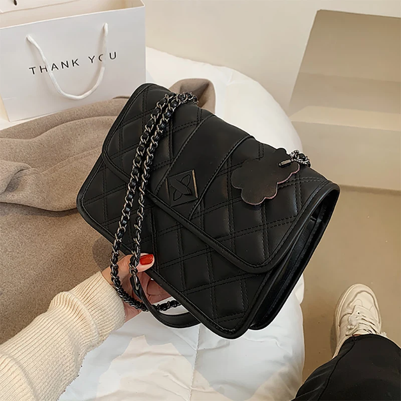 

PU Leather Crossbody Bag Women 2021 Trendy Simple Shoulder Small Square Bag Lady Design Fashion Luxury Solid Color Handbag
