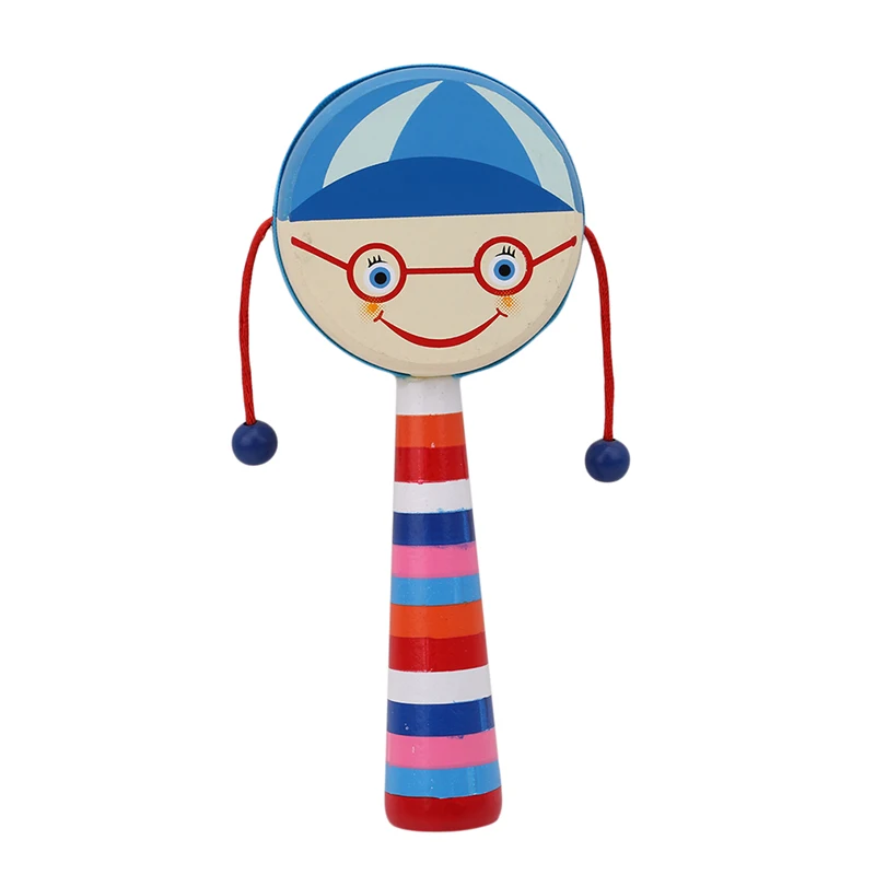 

1 шт. детская деревянная погремушка-барабан Smile Baby Kids, музыкальная искусственная игрушка, ударный обучающий инструмент, игрушка