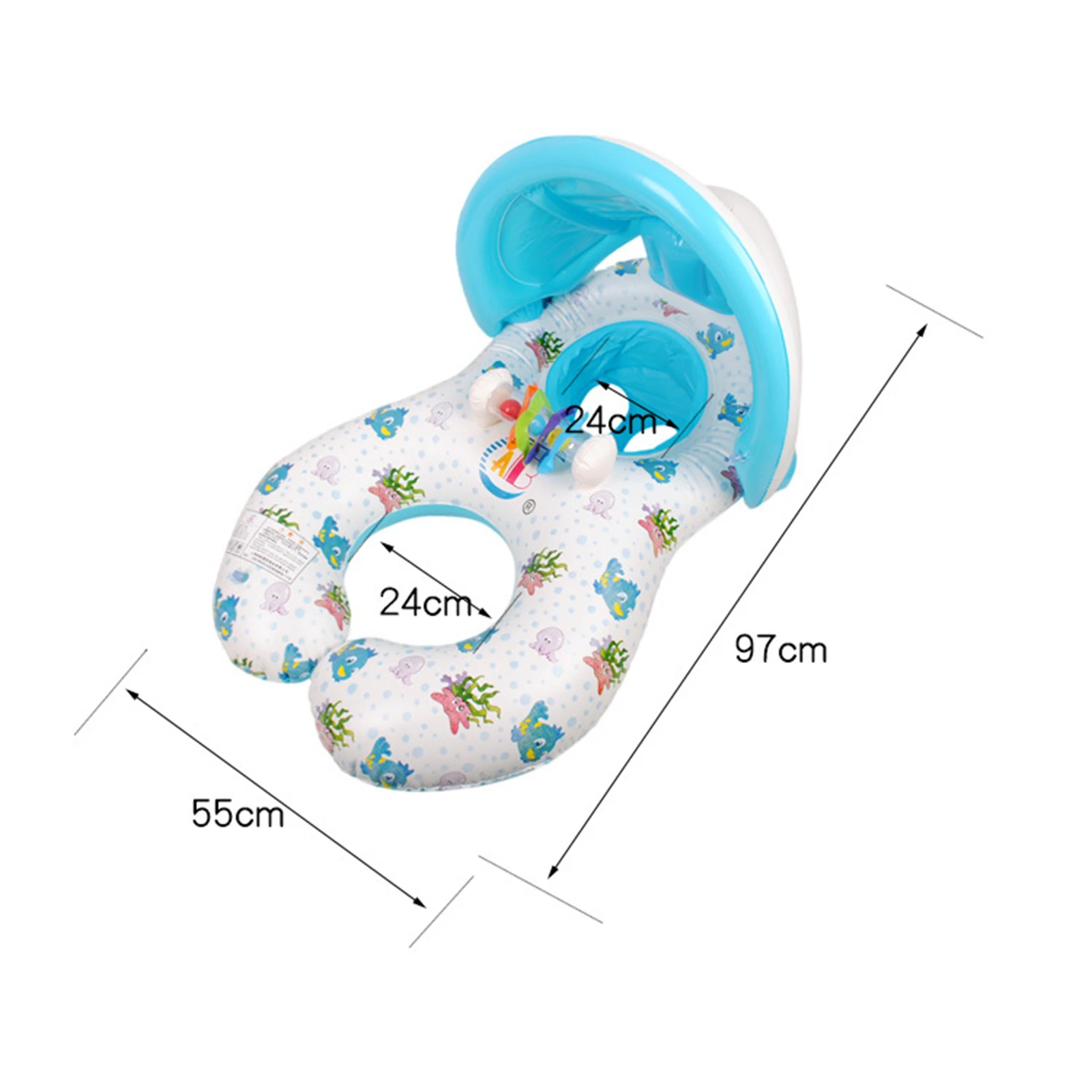 

ABC Mother Child Circle Baby Sitting Circle Baby Parent Child Swimming Circle With Sunshade Children Sun Protection Rowing