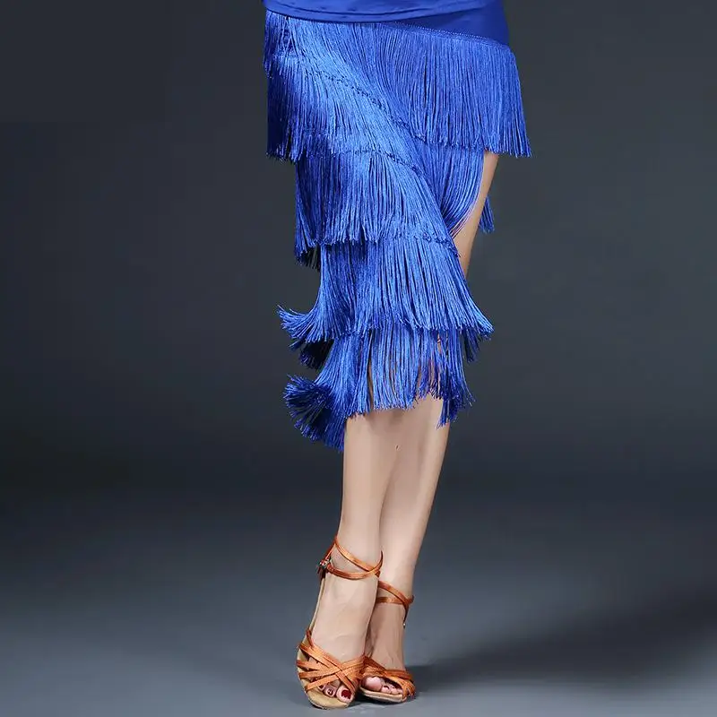 

2020 New Latin Dance Dress Beveled Frills Skirt Tassel Plus Size M-xl Skirts Ballroom Women Sexy Rumba Samba Performance Costume