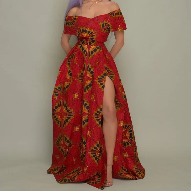 Пикантное длинное платье с одним вырезом Африканское модное хипстерское