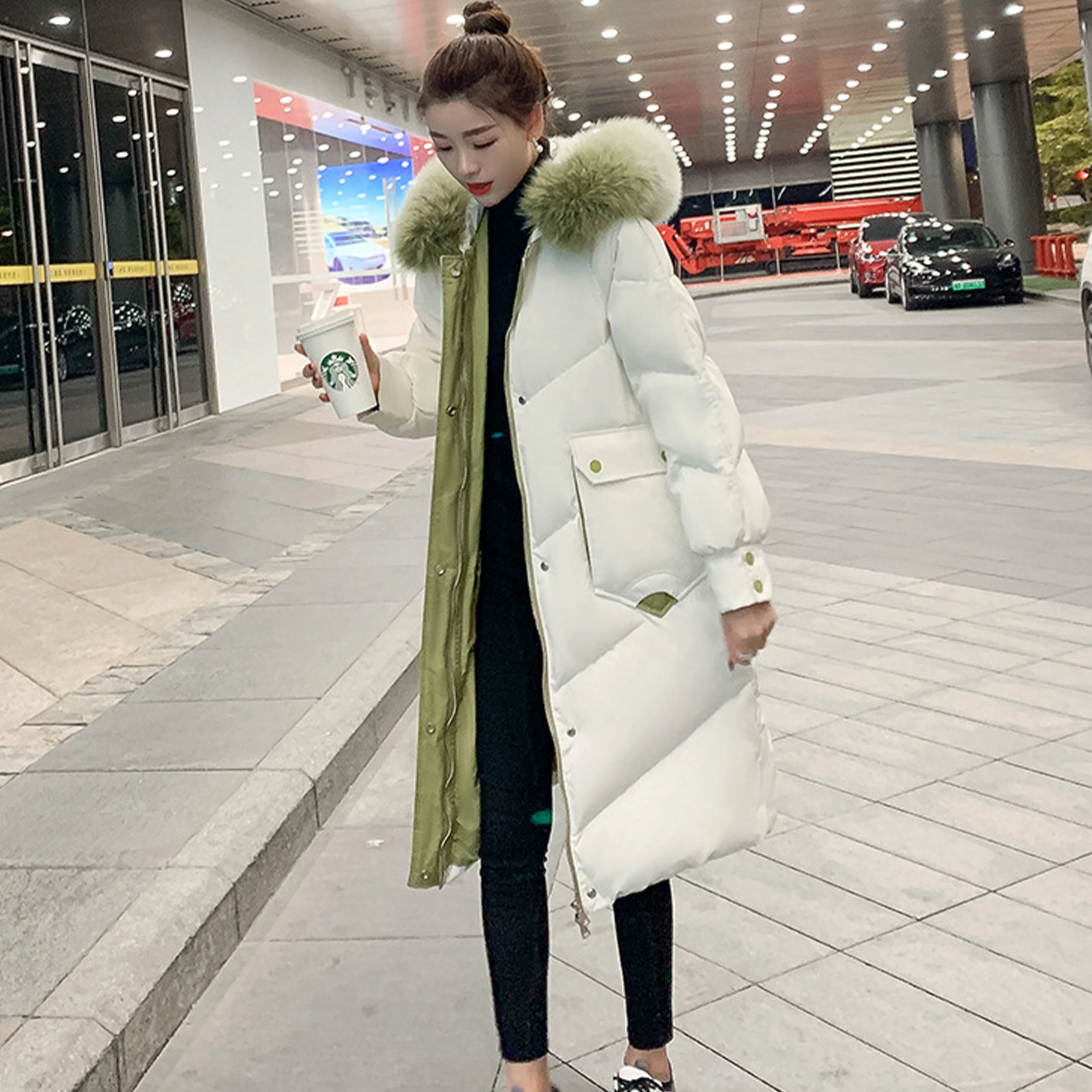 Женский пуховик с капюшоном FNOCE однотонное облегающее пальто длинным рукавом и