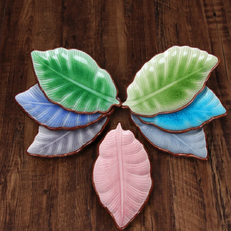 (2 шт.) блюдо с банановыми листьями керамическая тарелка глазурованные блюда для