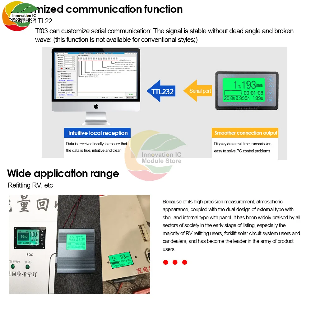 Счетчик кулонов TF03K с корпусом вольтметр цифровым дисплеем детектором емкости