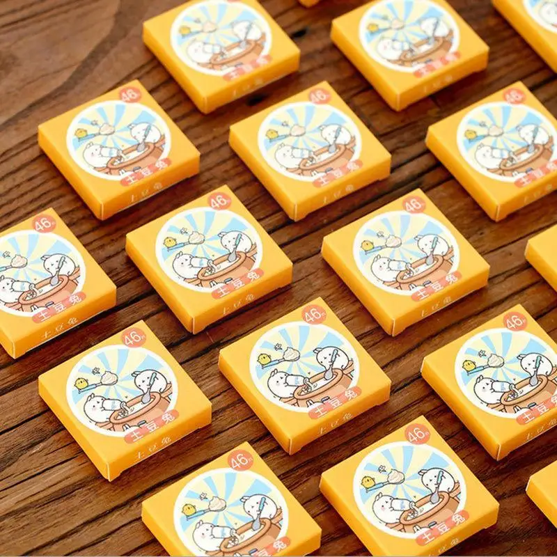 

Cute Paper Stickers Set Hand Made Kids Label Sticker Round Bunny Square Paper Stationery Supplies Boxed Circle Sticker Stic X2h2