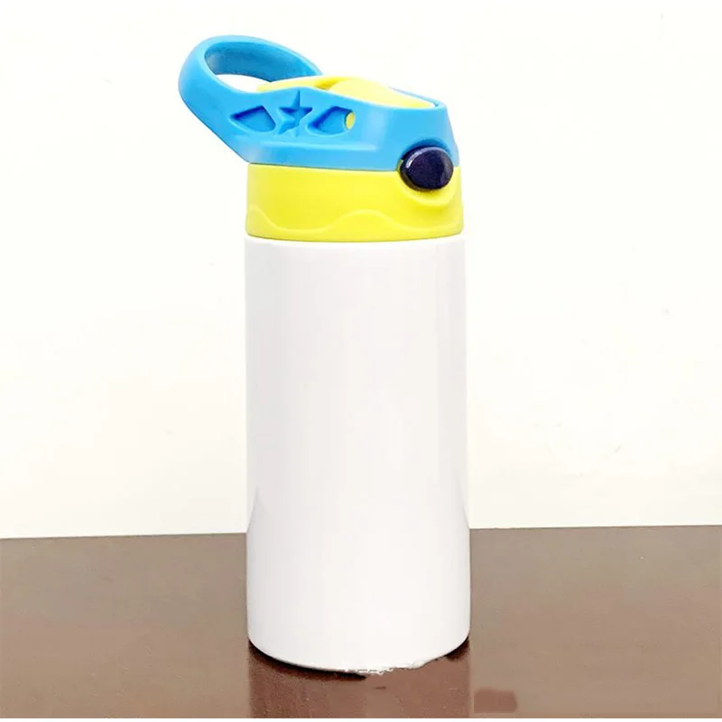 

15 шт./лот 350 мл DIY сублимационная чашка Sippy Белая пустая бутылка для воды с соломенной крышкой из нержавеющей стали двойной вакуумный термос ...
