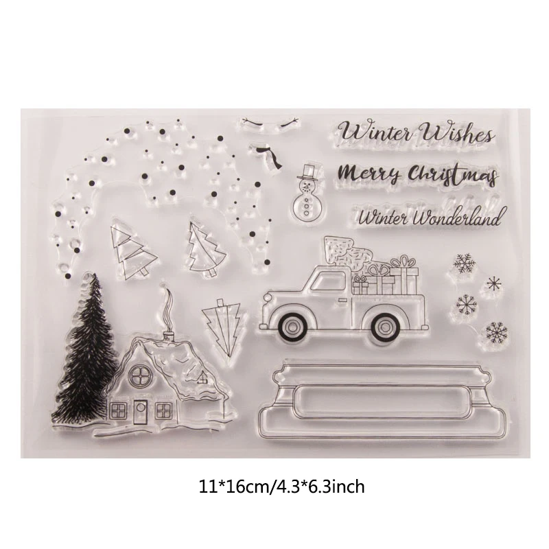 clear stamps Рождественские штампы Санта-Клауса, дерево, ясный штамп, снежинка, олень, резиновые силиконовые штампы, печать для DIY, бумажные карточки для скрапбукинга - Цвет: clear stamps