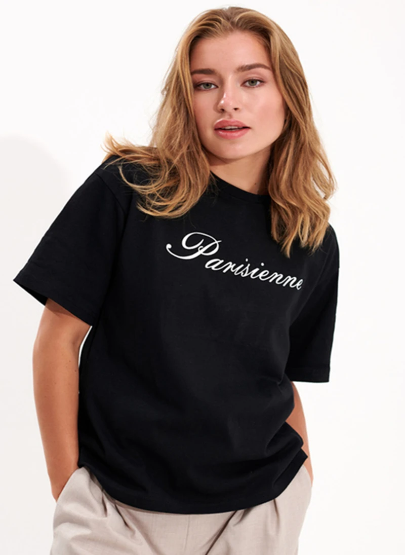 Французский стиль парижанская футболка с буквенным принтом летние женские