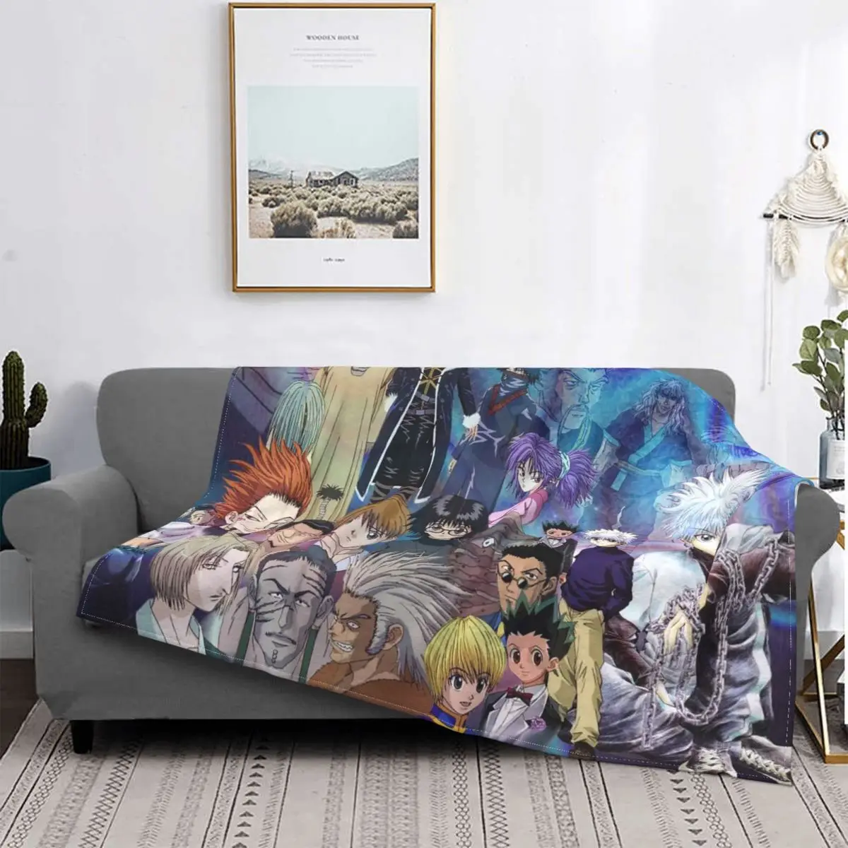 

Hunter X Hunter Anime Blankets Flannel Decoration Manga Japan Breathable Lightweight Thin Throw Blankets for Bedding Car Quilt