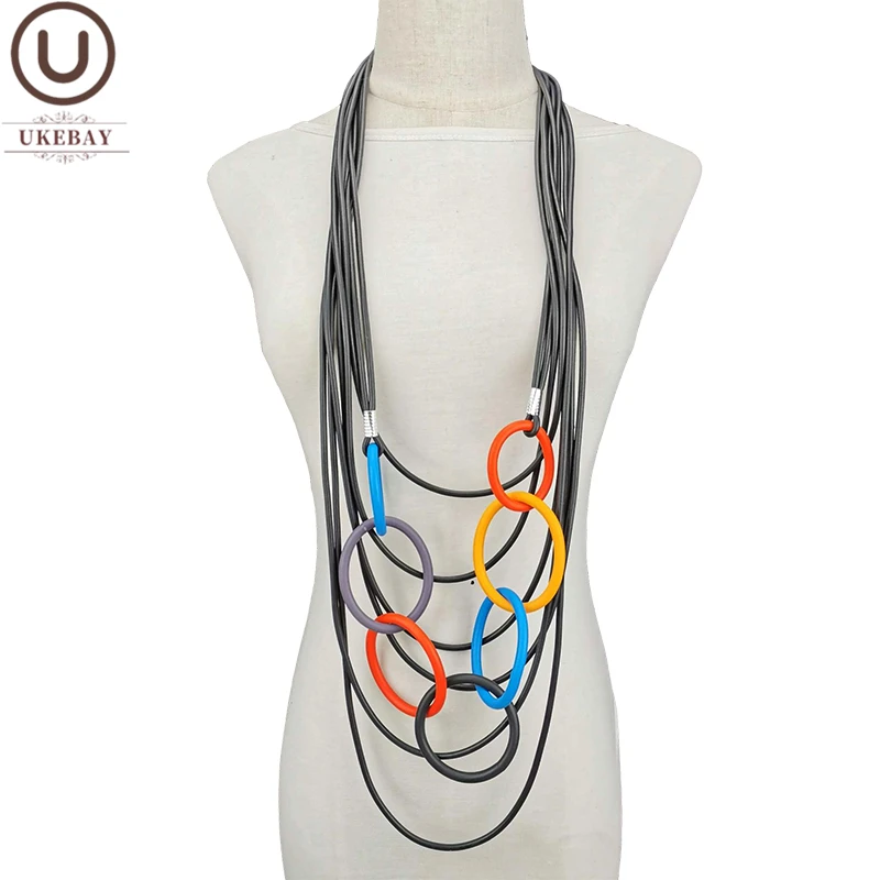 

UKEBAY NEW Big Pendant Necklaces Women Designer Luxury Necklace Handmade Rubber Jewelry For Party Clothes Accessories Gift Woman