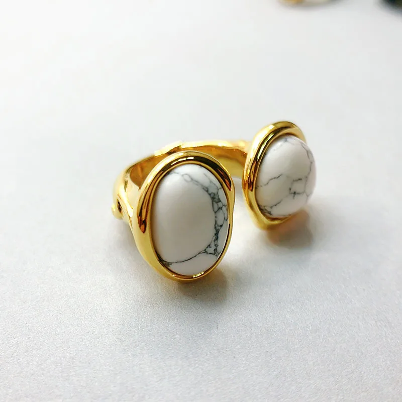 

Personality exaggerated opening ring female retro double gem ring