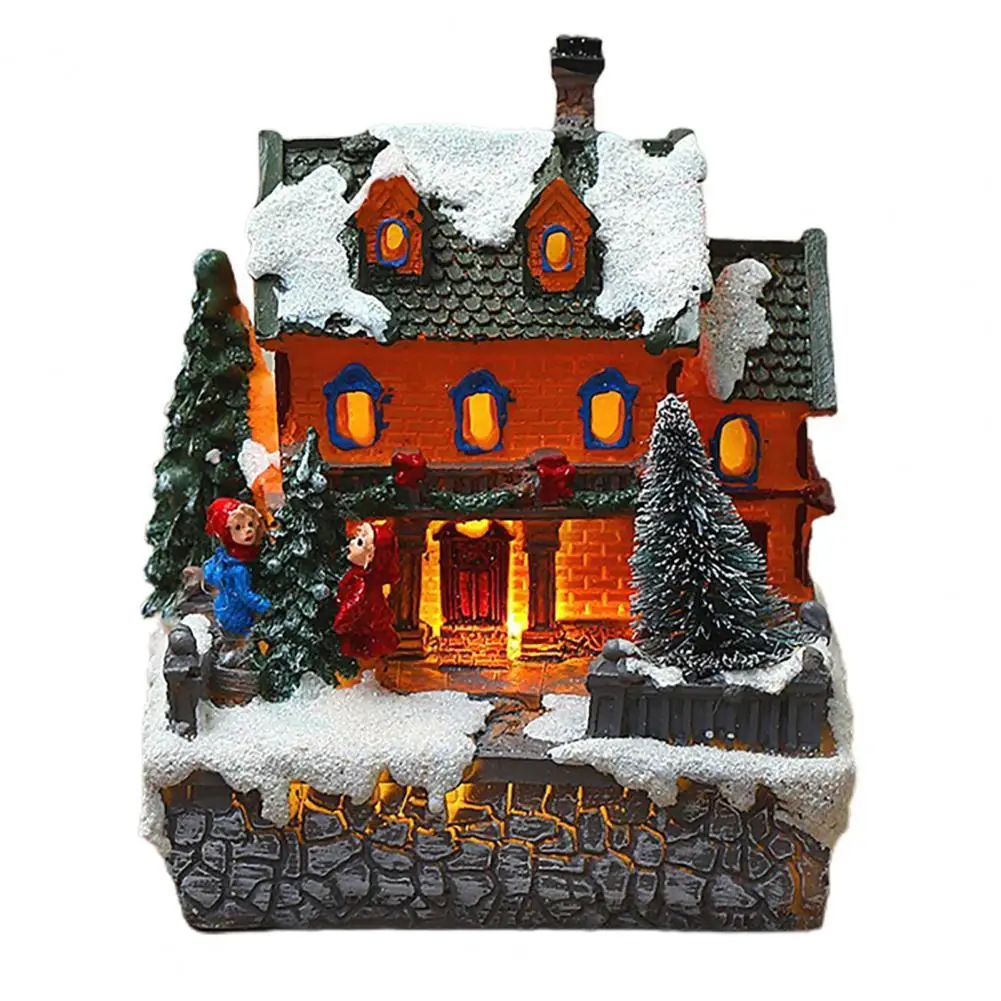 

Multicolor Resin Small House Figurine Miniature Landscape Luminous Holiday Desktop Decor Ornament Small Size House