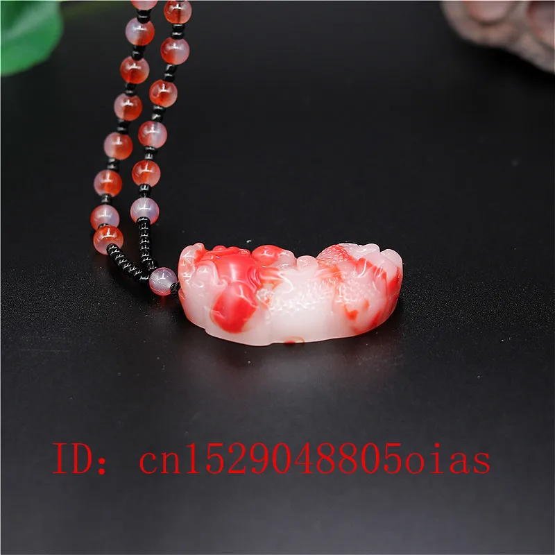 Подвеска из натурального красного белого китайского нефрита в виде дракона