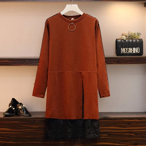 Женское платье с блестками Длинное свободное большого размера заклепками на