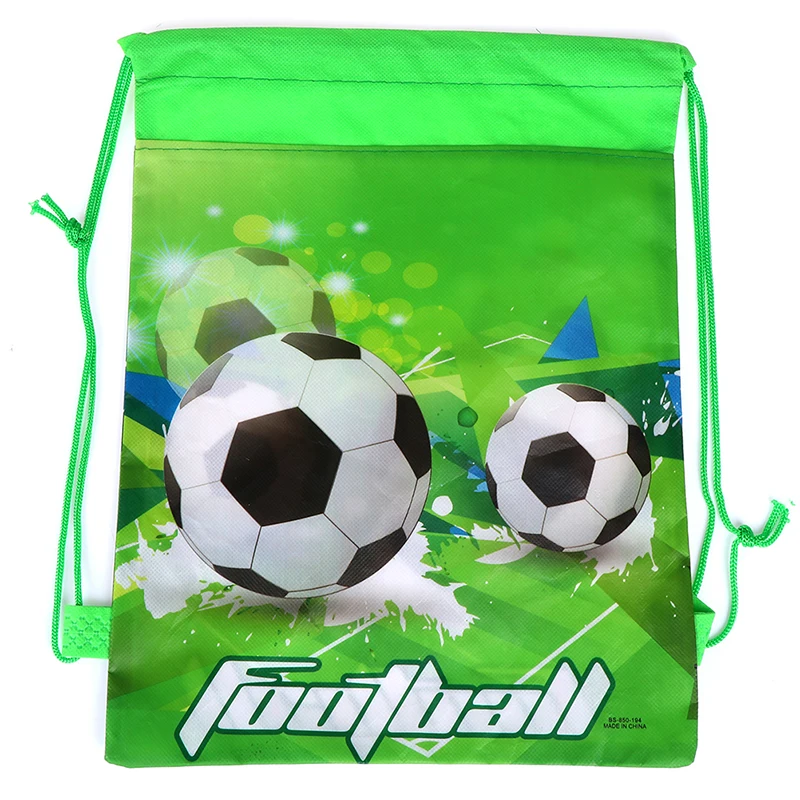 

5PCS Fashion Green Football Drawstring Bags Non-Woven Fabric Backpack School Backpacks Random Kids Boy Favors