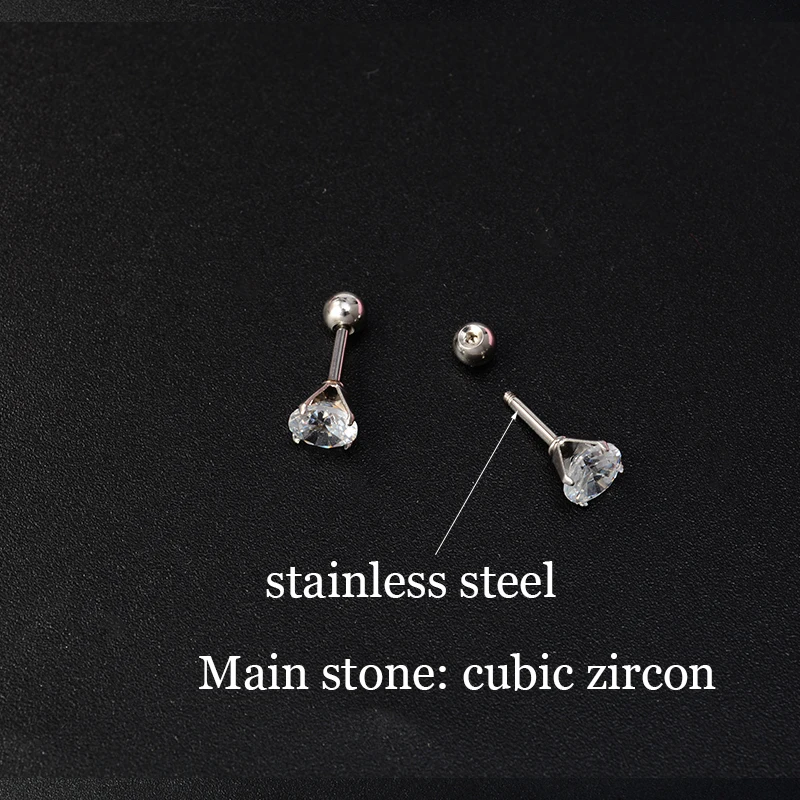 1 пара сережек Для Пирсинга Ушей серьги гвоздики для девочек с кристаллами