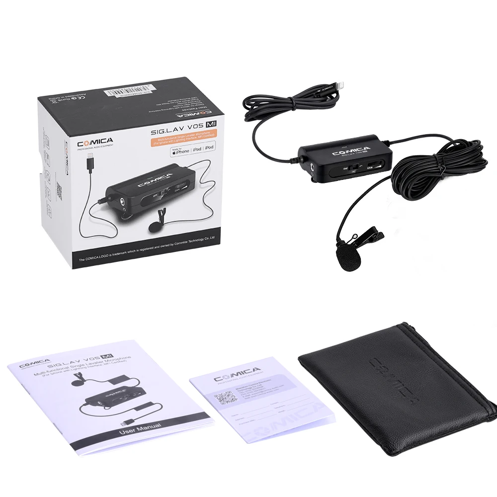 CoMica CVM V05MI одиночный петличный микрофон для iPhone w с интерфейсом Lightning плавной