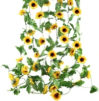 3pcs 2 5m artificial sunflowers hanging vine fake flowers garlands home office garden outdoor wall greenery jungle party decor