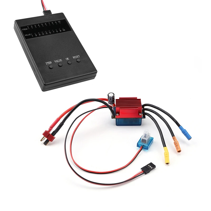 

35A ESC Brushed Electronic Speed Controller Waterproof Dustproof with Program Card for 1/16 1/18 RC Car Off Road Truck