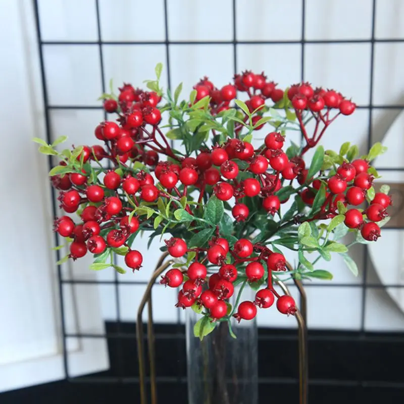 Новые декоративные искусственные ягоды Холли ветка для DIY фестиваль украшения для рождественской елки украшения цветочные композиции# j