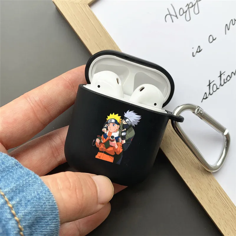 Мягкий матовый черный чехол из японского аниме для Apple Airpods 1 2 Pro Sasuke Kakashi