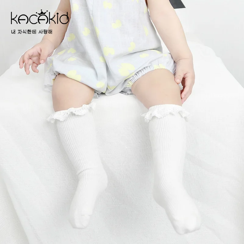 От 0 до 4 лет носки для маленьких девочек кружевные хлопковые высокие в полоску