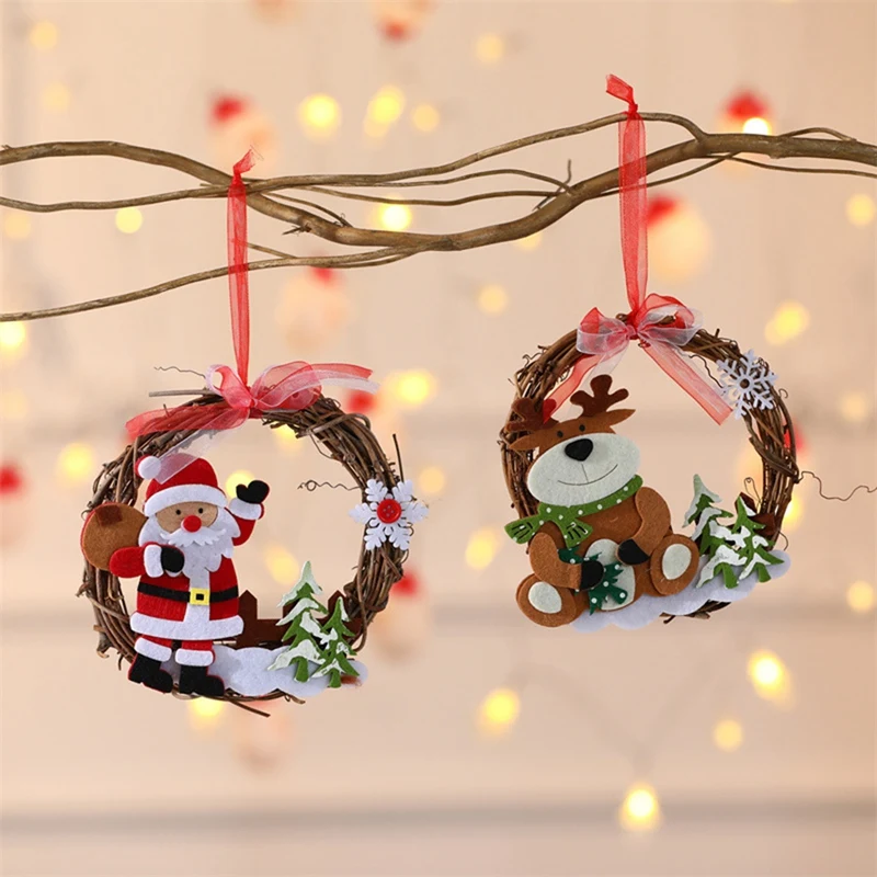Christmas Decorations Cane Garland Ring Window Decoration Arrangement Santa Snowman Small Pendant | Дом и сад