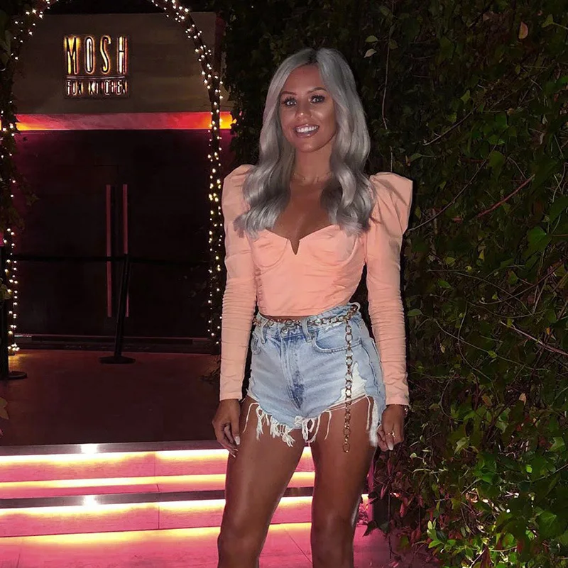 Женский осенне зимний сексуальный укороченный топ розовый квадратный воротник