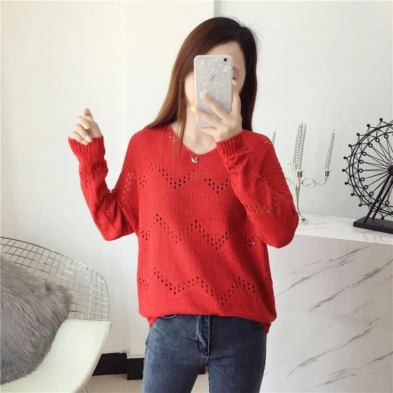 Женский осенне-зимний свободный свитер пуловер Рождественский с V-образным