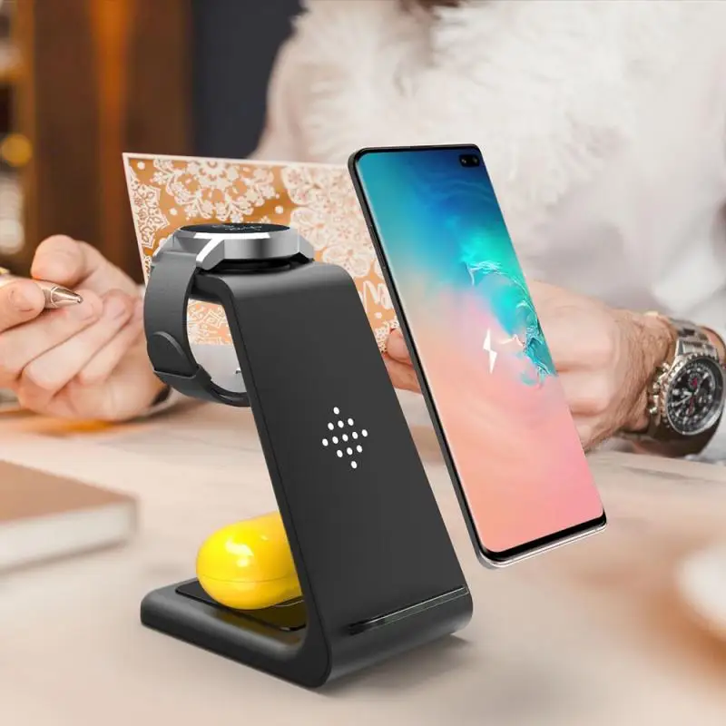 

Быстрое беспроводное зарядное устройство для IPhone 13 12 11 AirPods Apple Watch 1/2/3/4/5 Беспроводная зарядная подставка для Samsung Galaxy Buds