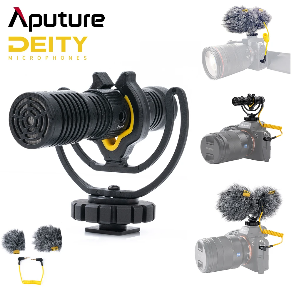

Aputure Deity V-Mic D4 Duo Dual Head Capsule Shotgun Microphone TRS 3.5MM Rycote Shockmount for DSLRs Vlog Video Studio Camera