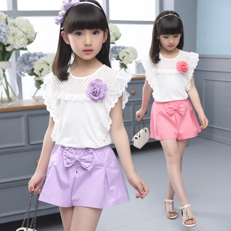 

Kids Clothes for Girls Summer Fashion T-shirt and Shorts 2PCS Outfits Streetwear Party Baby Dance Children Clothing Sets