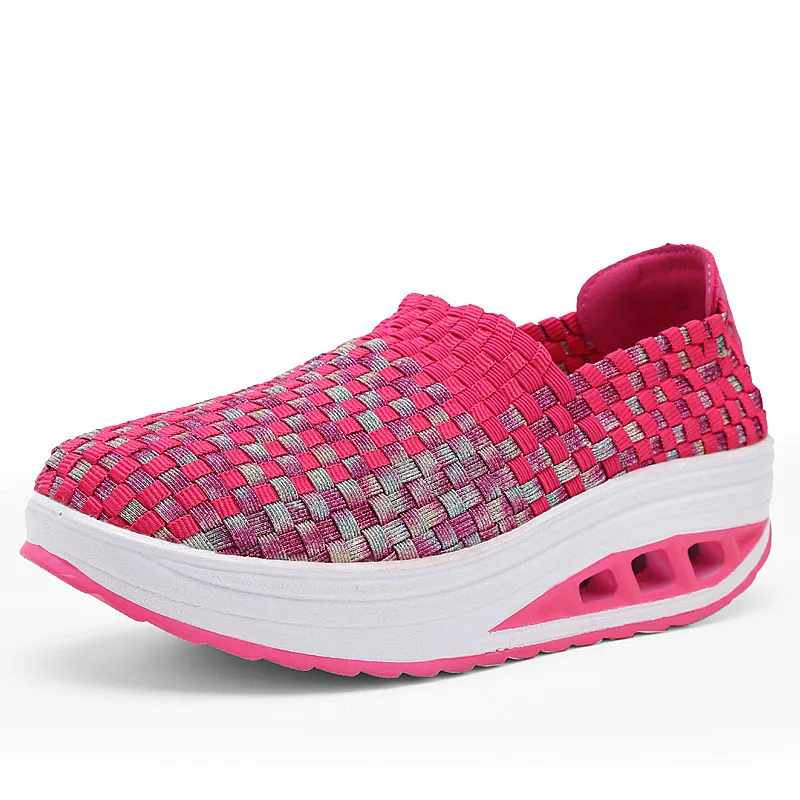 

Sneakers Women Shoes Fashion Breathable Woven Solid Slip-on Shoes Women Sneakers Wedges Running Shoes Woman