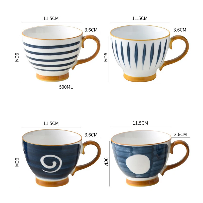 

500ml Japan Style Large Ceramic Mugs Modern Home Table Decor Kitchen Office Drink Cup Big For Breakfast Cereal Coffee Milk Water