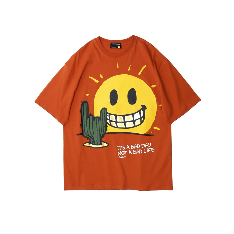 Мужская футболка в стиле хип-хоп с принтом большой улыбки и коротким рукавом