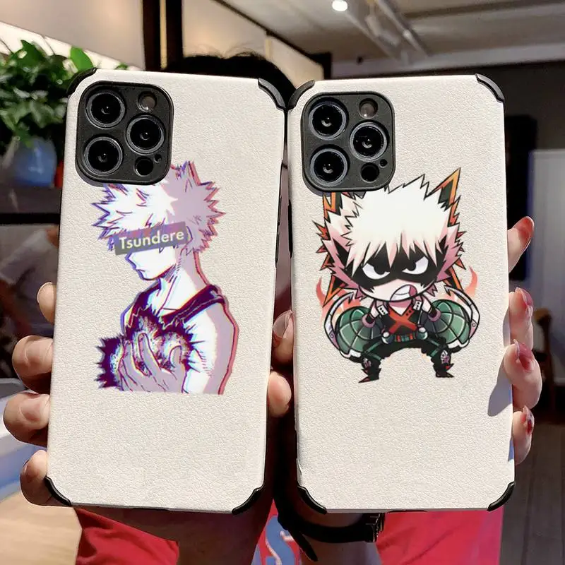 

Boku No Hero Academia anime Phone Case Lambskin Leather For iphone 12 11 8 7 6 XR X XS PLUS MINI PLUS PRO MAX Shockproof