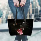 Черные женские роскошные сумки FORUDESIGNS с милым животным котом, повседневные вместительные женские сумки через плечо, пляжные сумки для покупок