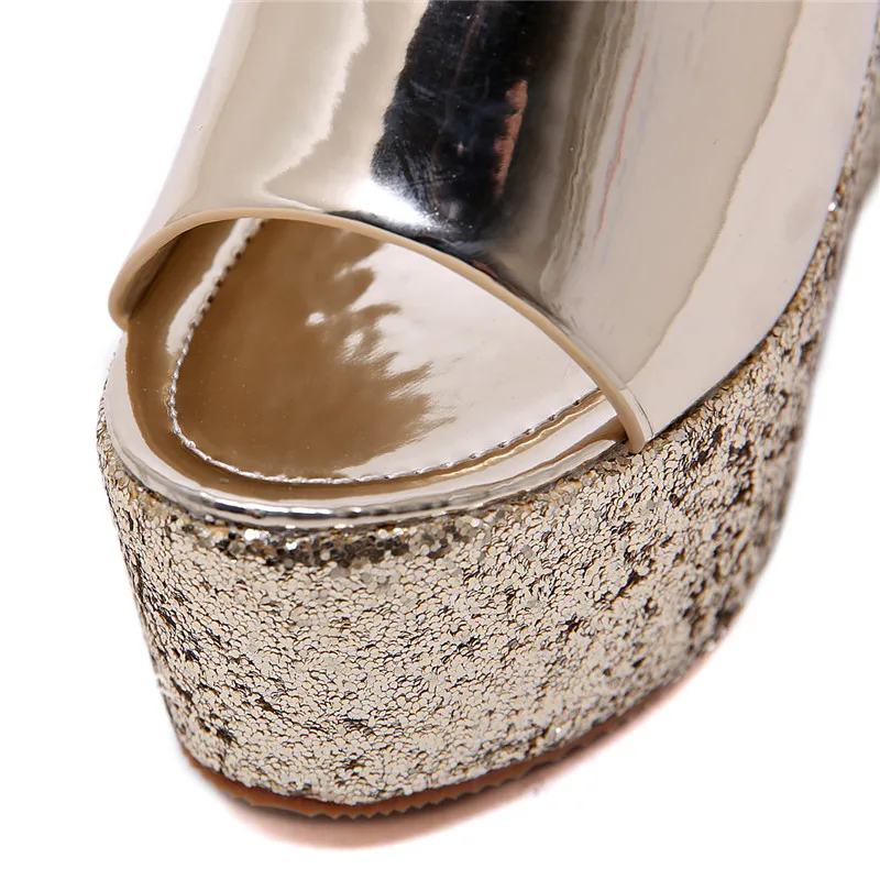 Женские летние сандалии на толстом каблуке 13 см Повседневные Удобные из флока с