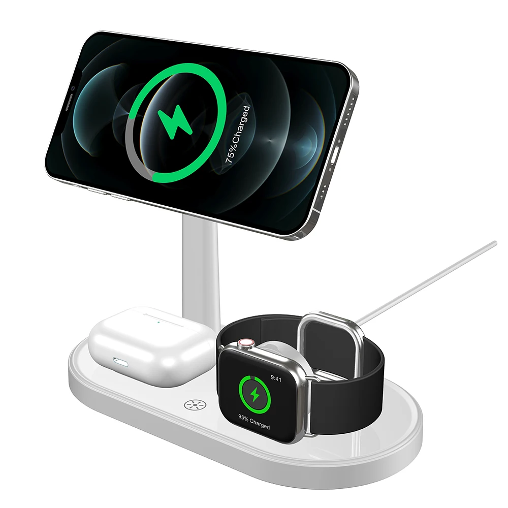 

Беспроводное зарядное устройство 3 в 1, магнитная док-станция для iPhone 12 Pro Max QI, 15 Вт, быстрая зарядка для Apple iWatch Airpods