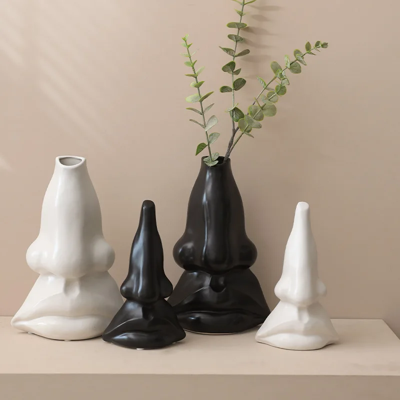

Nordic Vase Big Nose Ceramic Vase Handicraft Furnishings Home Decoration Flower Arrangement Flower Vases Home Decor Gift