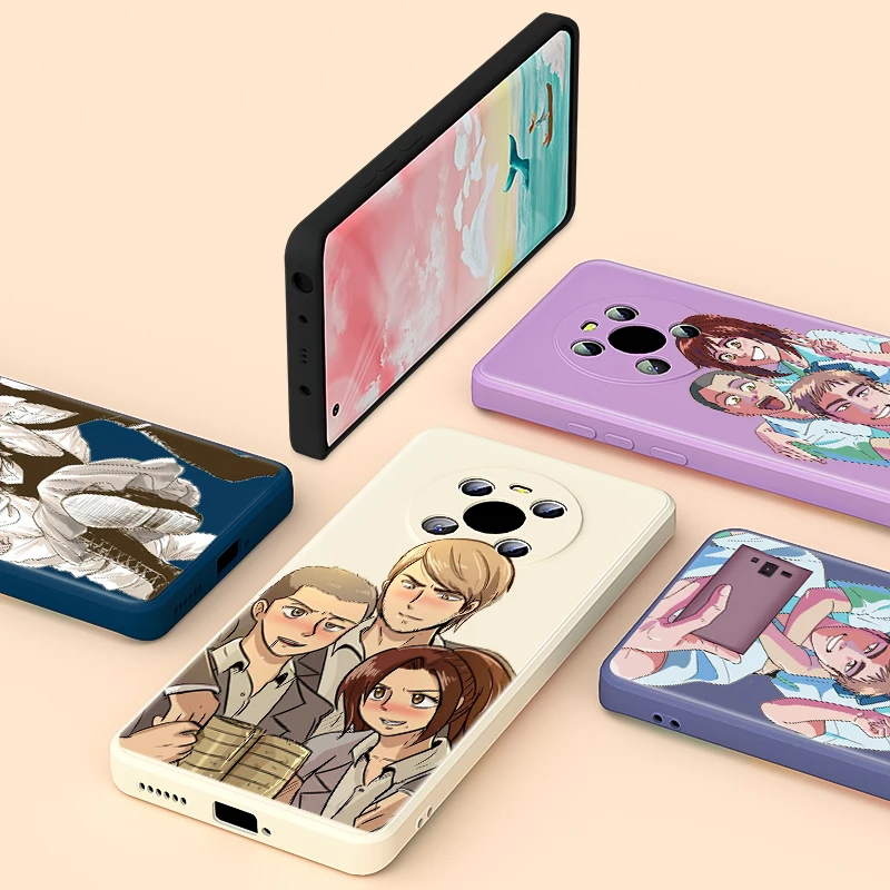 

Hot Anime Attack On Titan For Huawei Mate 40 30E Honor 50 50 30 20 10X 9S 5G SE Lite Pro Soft Liquid Silicone Phone Case