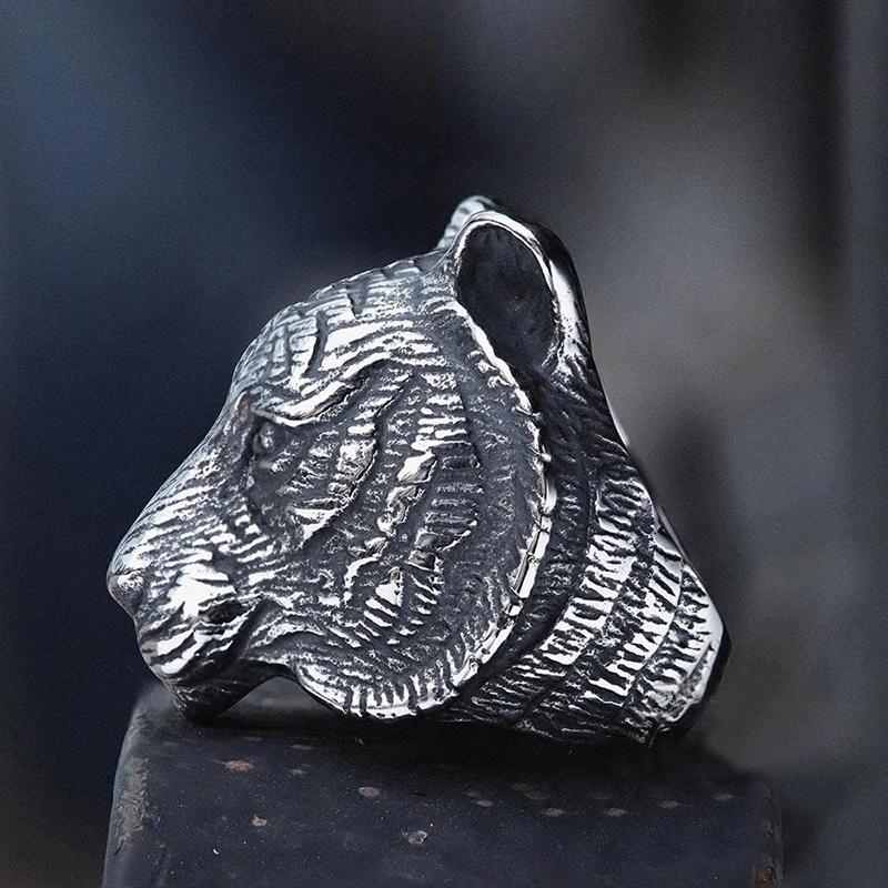 

Retro Punk Hip Hop Rock Trend Creative Domineering Tiger Head Men's Ring Holiday Gift Party Jewelry Wholesale