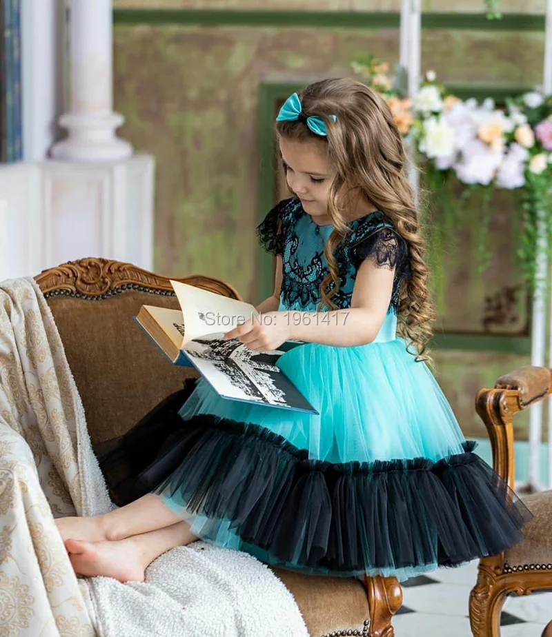 

Flower Girl Dresses For Weddings Black Lace First Communion Dresses For Girls Birthday Party Sweet Design Custom Made