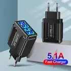 4USB Qc 3,0 Быстрая зарядка 3,0 5.1A USB Быстрая Зарядка адаптер питания для Samsung IPhone HTC Xiaomi 4 порта зарядное устройство для телефона ЕС США Великобритания