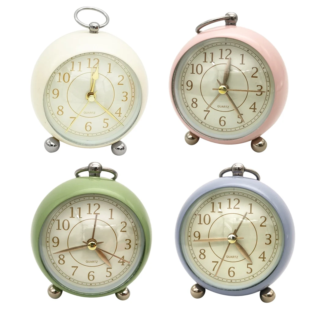 Home Decor Bedside Desk Clock Vintage Silent Mute Quartz Analog Battery Operated Non-ticking For Kids Bedroom